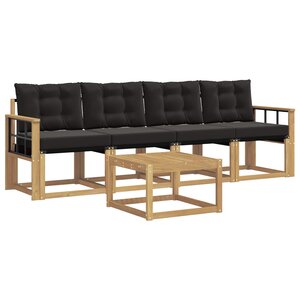 vidaXL Ensemble de canapés d'extérieur 5 pc Blanc et noir