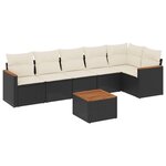 vidaXL Salon de jardin 7 Pièces avec coussins noir résine tressée