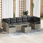 vidaXL Ensemble de canapé de jardin 8 Pièces Gris clair 55 x 55 x 37 cm
