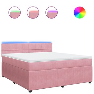 vidaXL Sommier à lattes de lit avec matelas Rose 180x200 cm Velours