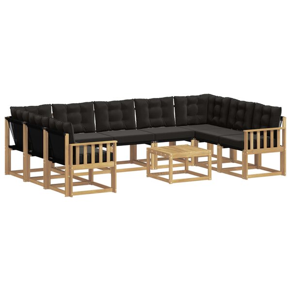 vidaXL Ensemble de canapés d'extérieur 10 pc Blanc et noir