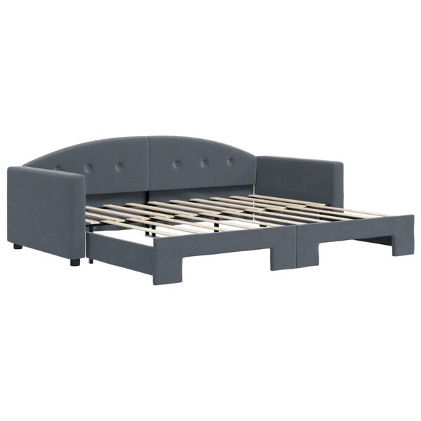 vidaXL Lit de jour avec gigogne sans matelas gris foncé 90x190 cm