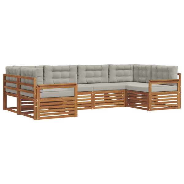 vidaXL Ensemble de canapés d'extérieur 6 Pièces Gris Naturel et Clair