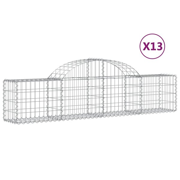 vidaXL Paniers à gabions arqués 13 Pièces 200x30x40/60 cm Fer galvanisé