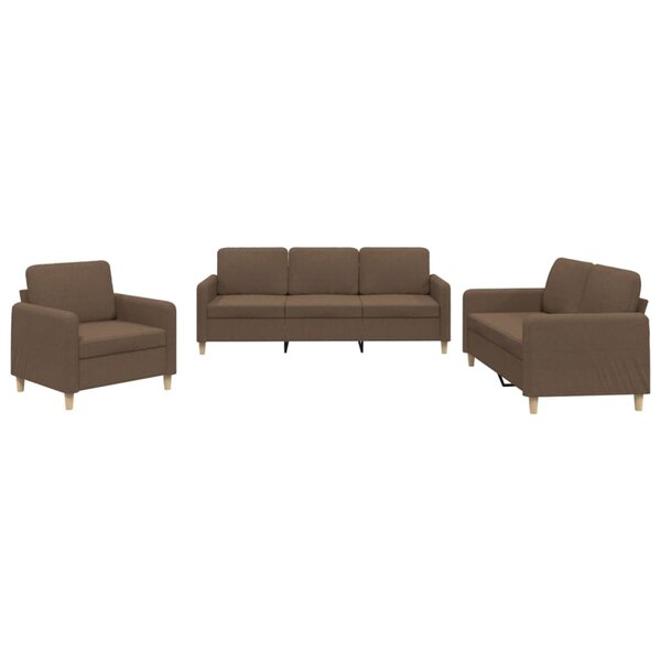 vidaXL Ensemble de canapés 3 Pièces avec coussins Marron Tissu