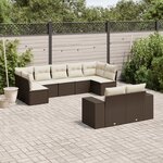 vidaXL Salon de jardin avec coussins 9 Pièces marron résine tressée