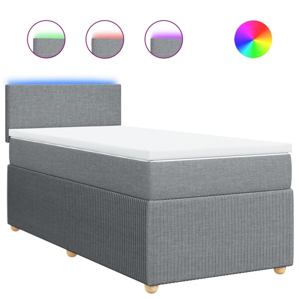 vidaXL Sommier à lattes de lit avec matelas Gris clair 100x200cm Tissu