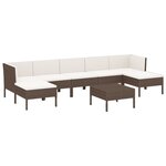 Salon de jardin meuble d'extérieur ensemble de mobilier 8 pièces avec coussins résine tressée marron 02_0017723