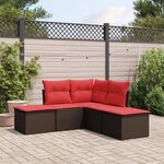 vidaXL Salon de jardin avec coussins 5 Pièces marron résine tressée