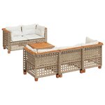 vidaXL Salon de jardin avec coussins 6 Pièces beige résine tressée