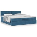 VidaXL Cadre de lit ottoman avec matelas bleu foncé 160x200 cm velours