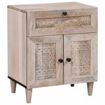 vidaXL Table de chevet Beige 50 x 33 x 60 cm bois de manguier massif