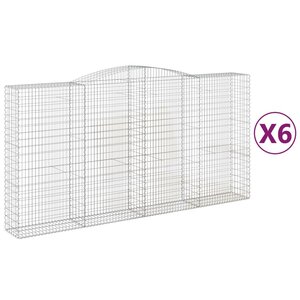 vidaXL Paniers à gabions arqués 6 Pièces 400x50x200/220 cm Fer galvanisé