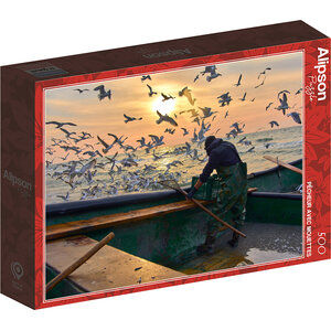 Puzzle 500 Pièces Pêcheur avec mouettes