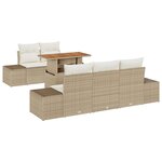 vidaXL Ensemble de salle à manger de jardin 6 pièces avec coussins Beige Poly Rattan Acacia
