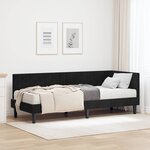 vidaXL Cadre de lit d'angle avec matelas 2 pc Noir 80 x 200 cm Velours