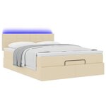 vidaXL Lit ottoman avec matelas et LED crème 140x200 cm tissu