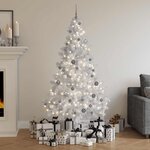 vidaXL Arbre de Noël artificiel pré-éclairé et boules blanc 180 cm PVC