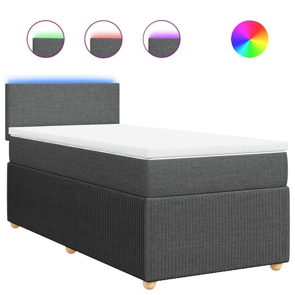 vidaXL Sommier à lattes de lit avec matelas Gris foncé 80x200 cm Tissu