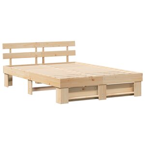 vidaXL Cadre de lit Marron 140 x 200 cm Bois massif en pin