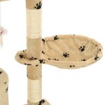 vidaXL Arbre à chat avec griffoir en sisal 138cm Beige Motif de pattes