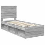 vidaXL Cadre de lit Gris Sonoma 75 x 190 cm Bois de pin massif