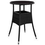 vidaXL Ensemble de salle à manger pour jardin 3 Pièces Noir Poly rotin