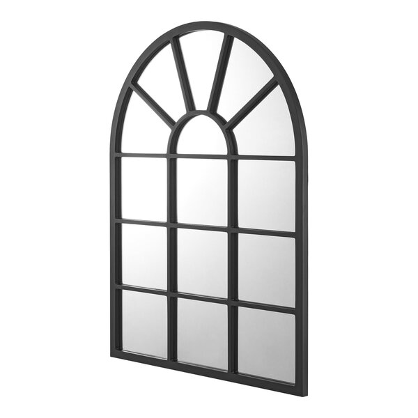 Miroir mural forme fenêtre arrondie 80 x 60 cm noir mat 03_0007958