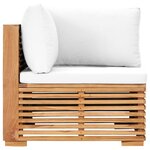 vidaXL Canapé d'angle de jardin avec coussin crème Bois de teck solide