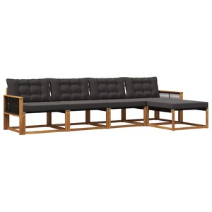 vidaXL Ensemble de canapés d'extérieur 5 pc Naturel et noir
