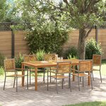 Ensemble de salle à manger de jardin 7 pièces vidaXL Gris Poly Rattan Acacia
