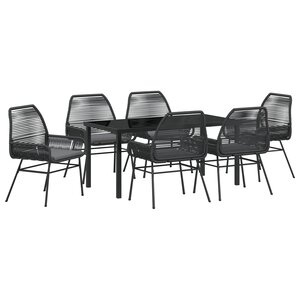 vidaXL Ensemble de salle à manger de jardin 7 pièces avec coussins noir poly rattan