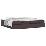 vidaXL Cadre de lit avec stockage Marron foncé 200 x 200 cm tissu