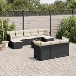 vidaXL Salon de jardin 11 Pièces avec coussins noir résine tressée