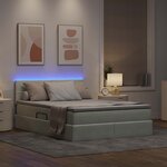 vidaXL Lit de rangement LED avec matelas Gris clair 140 x 190 cm