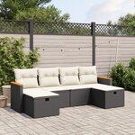 vidaXL Salon de jardin 6 Pièces avec coussins noir résine tressée