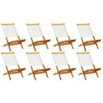 vidaXL Chaises de jardin pliantes lot de 8 tissu et bois massif