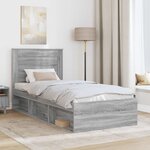 vidaXL Cadre de lit Gris Sonoma 100 x 200 cm Pin massif