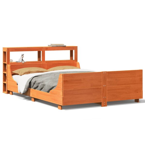 vidaXL Cadre de lit sans matelas cire marron 140x200cm bois pin massif