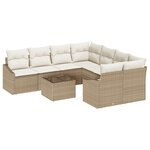 vidaXL Ensemble de salle à manger de jardin de 9 pièces avec coussins en poly rotin beige