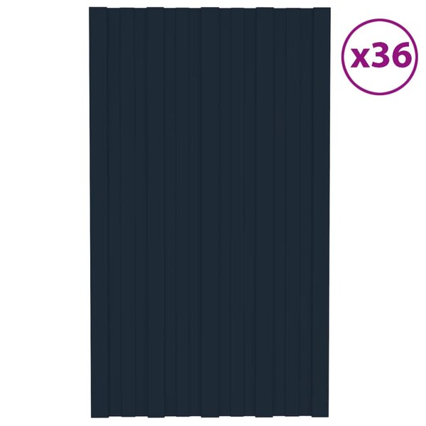 vidaXL Panneaux de toiture 36 Pièces Acier galvanisé Anthracite 80x45 cm
