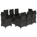 vidaXL Ensemble à manger de jardin 9Pièces coussins noir résine tressée