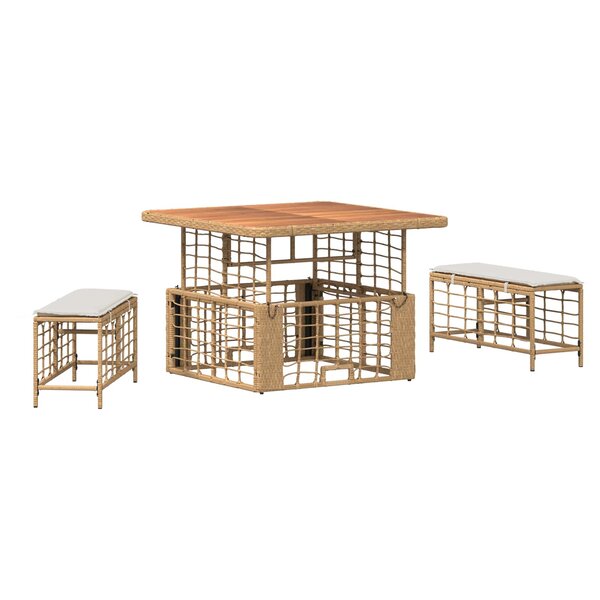 vidaXL Ensemble de salle à manger pour jardin 3 pc Nature et Blanc