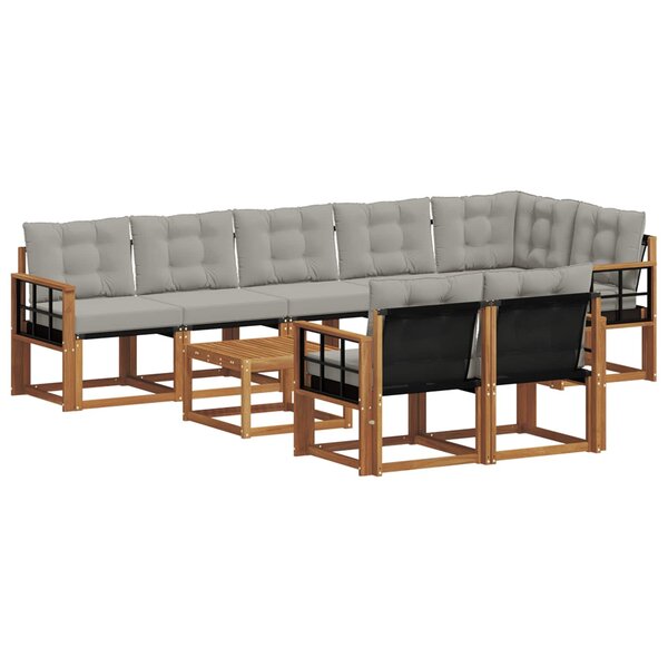 vidaXL Ensemble de canapés d'extérieur 9 Pièces Gris Naturel et Clair