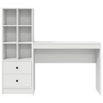 vidaXL Bureau avec tiroir avec étagère avec stockage 2 Pièces Blanc