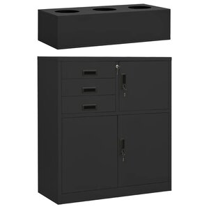 Armoire de bureau moderne avec jardinière 90 x 40 x 125 cm rangement sécurisé en acier anthracite 02_0055174
