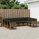 vidaXL Ensemble de canapés d'extérieur 9 Pièces Naturel et noir