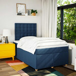 vidaXL Sommier à lattes de lit avec matelas Bleu 120x200 cm Tissu