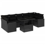 vidaXL Salon de jardin 8 Pièces avec coussins noir résine tressée