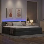 vidaXL Lit de rangement LED avec matelas Gris clair 200 x 200 cm Tissu
